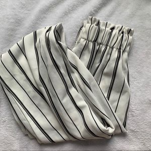 white & black striped pants